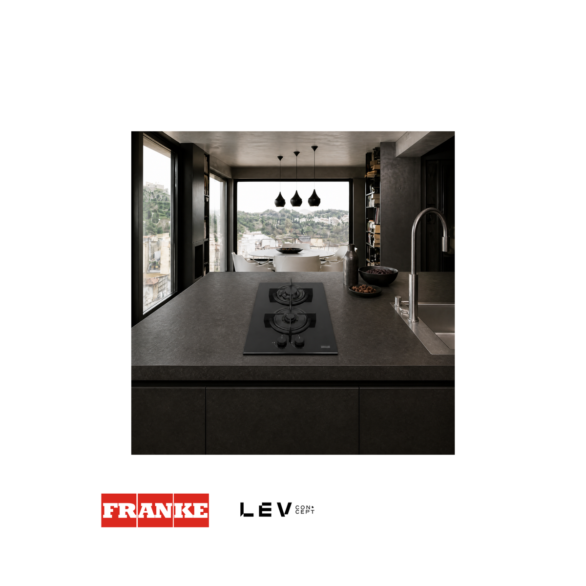 Estufa  a gas Franke Mythos FHCR 302 30cm — Cristal negro 2 hornillas