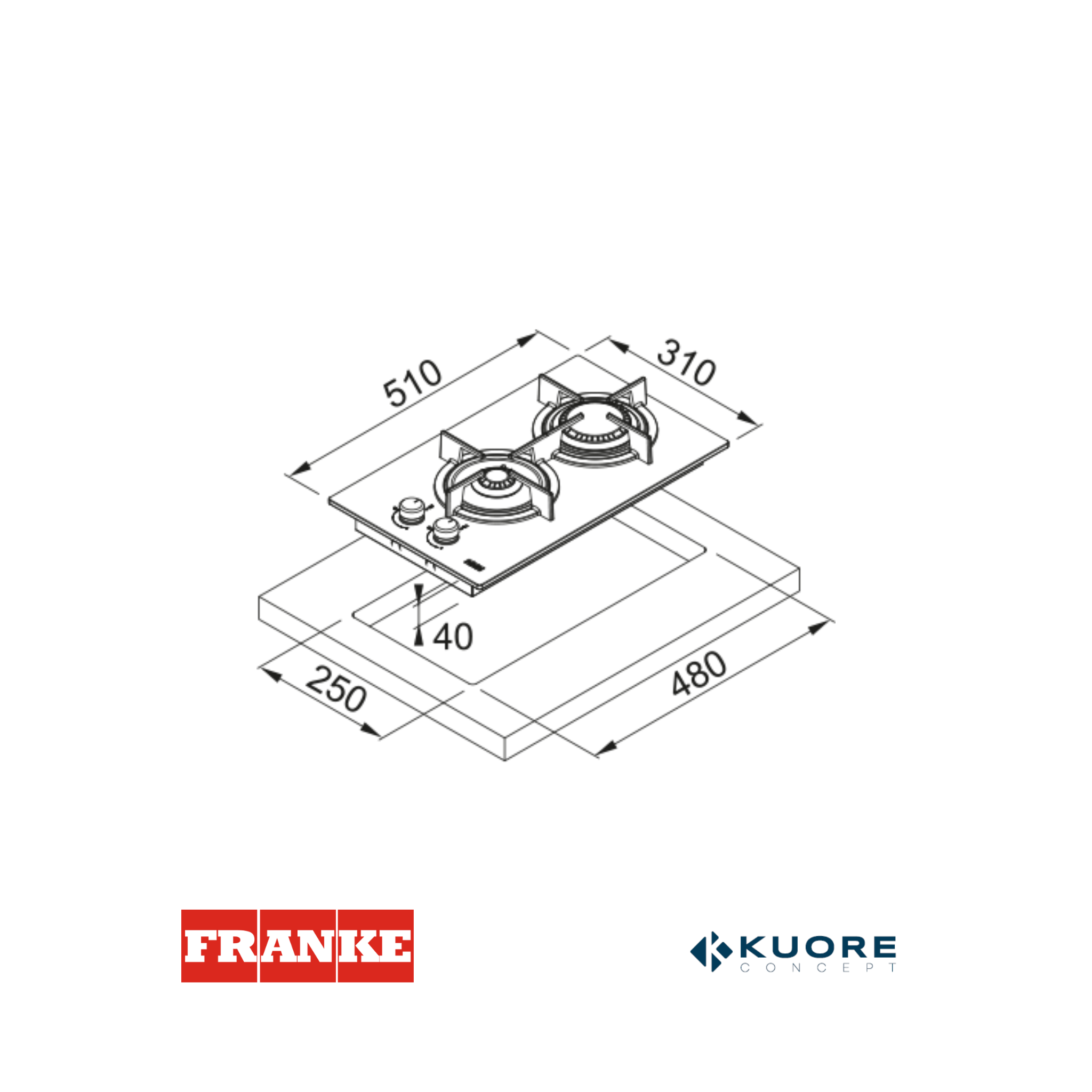 FRANKE - Estufa modulo a gas Cristal Negro - FHCR 302 2G HE BK C- 1060374278