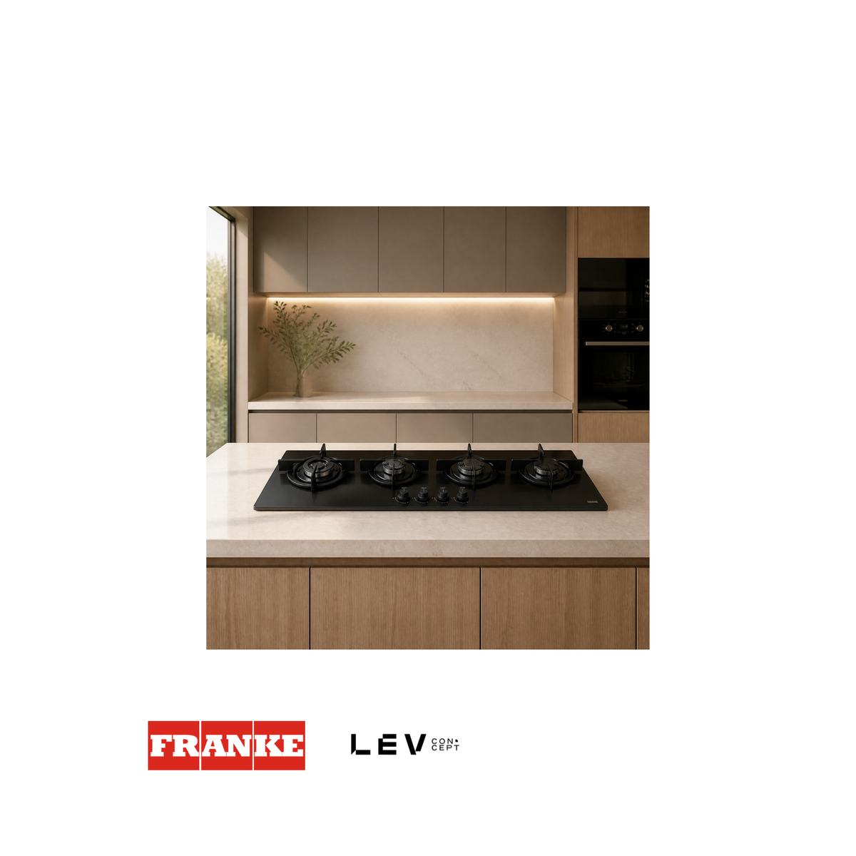 Estufa a gas Franke Mythos FHCR 1204 120cm — Cristal negro 3 hornillas