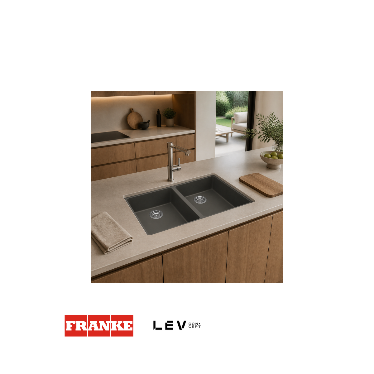 Lavaplatos doble Franke Urban — Gris Piedra