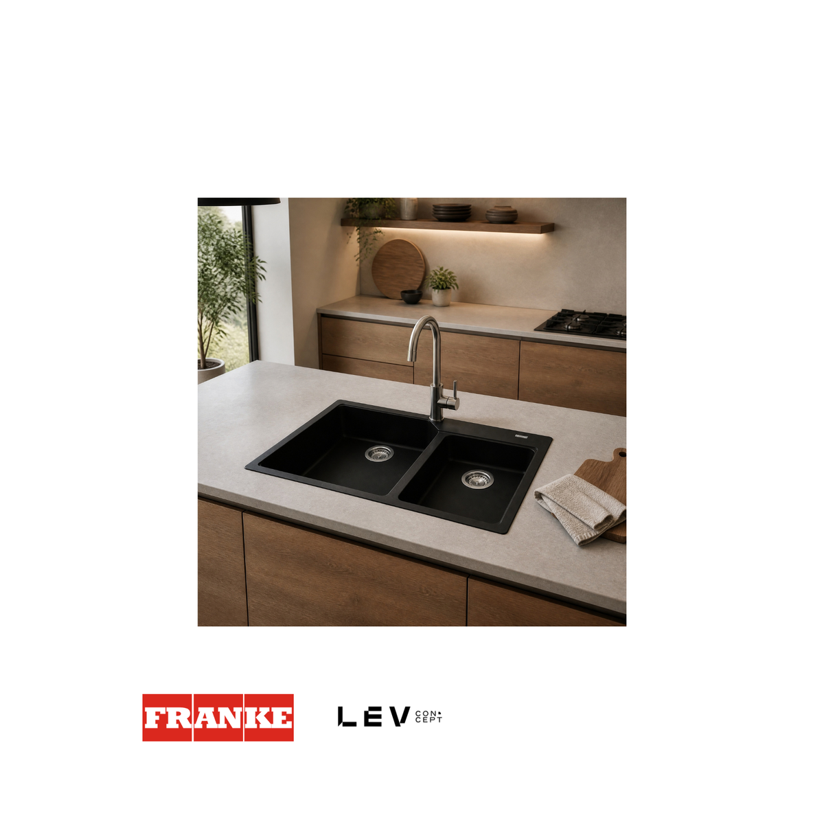Lavaplatos doble Franke Urban UBG 620 — Negro mate