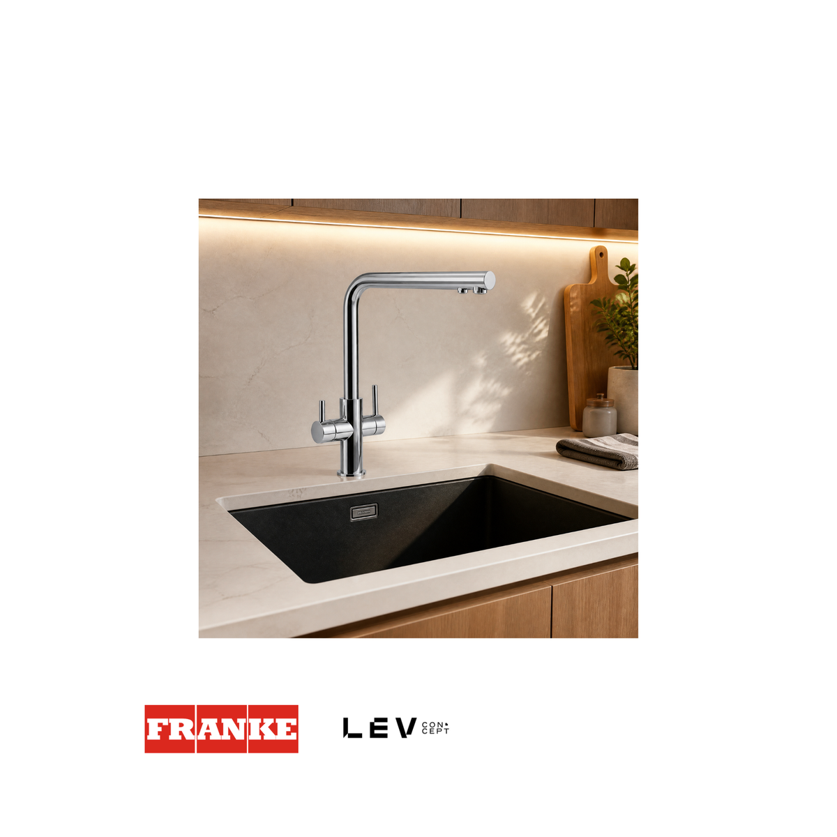 Grifo mezclador 3 vías Franke Maris Neptune Clear — Acero con filtración de agua