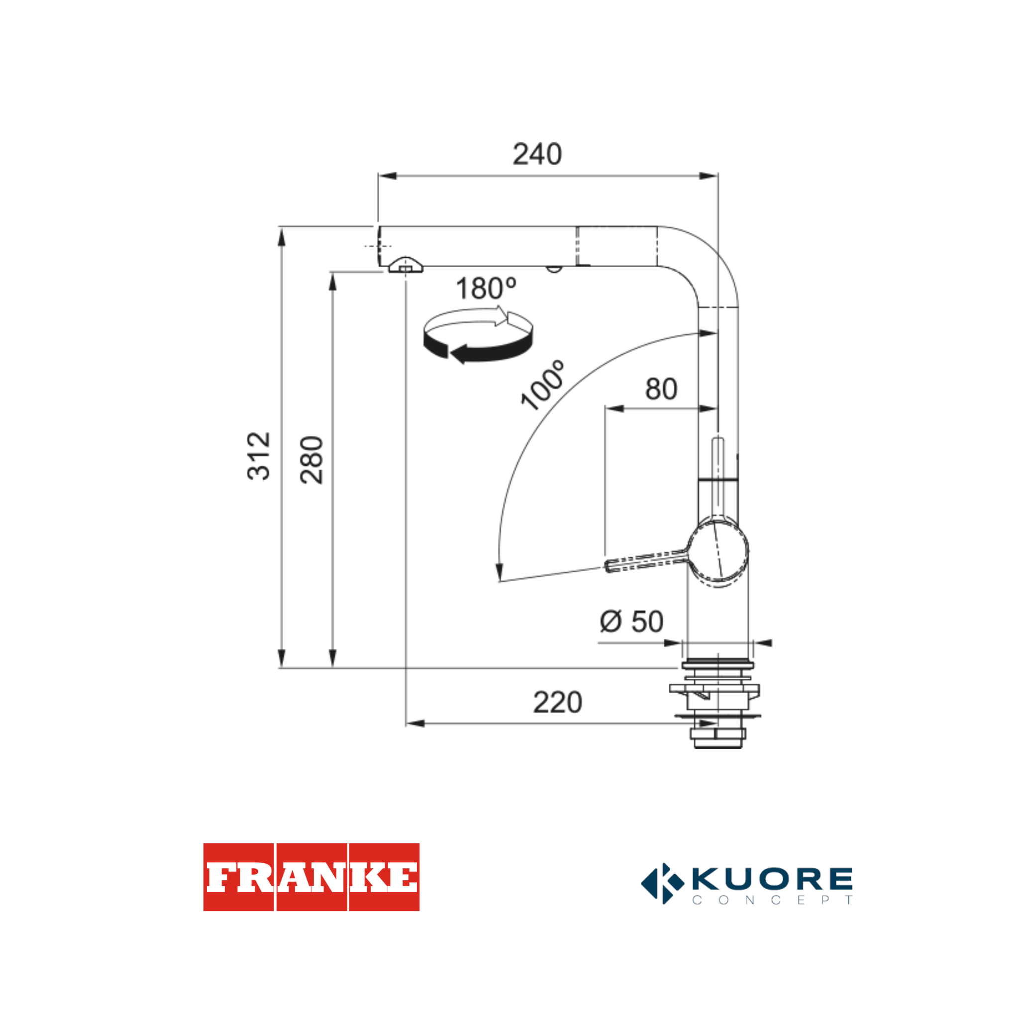FRANKE - Grifo mezclador extraíble - ACTIVE DOCCIA GRIS PIEDRA - 1150653385
