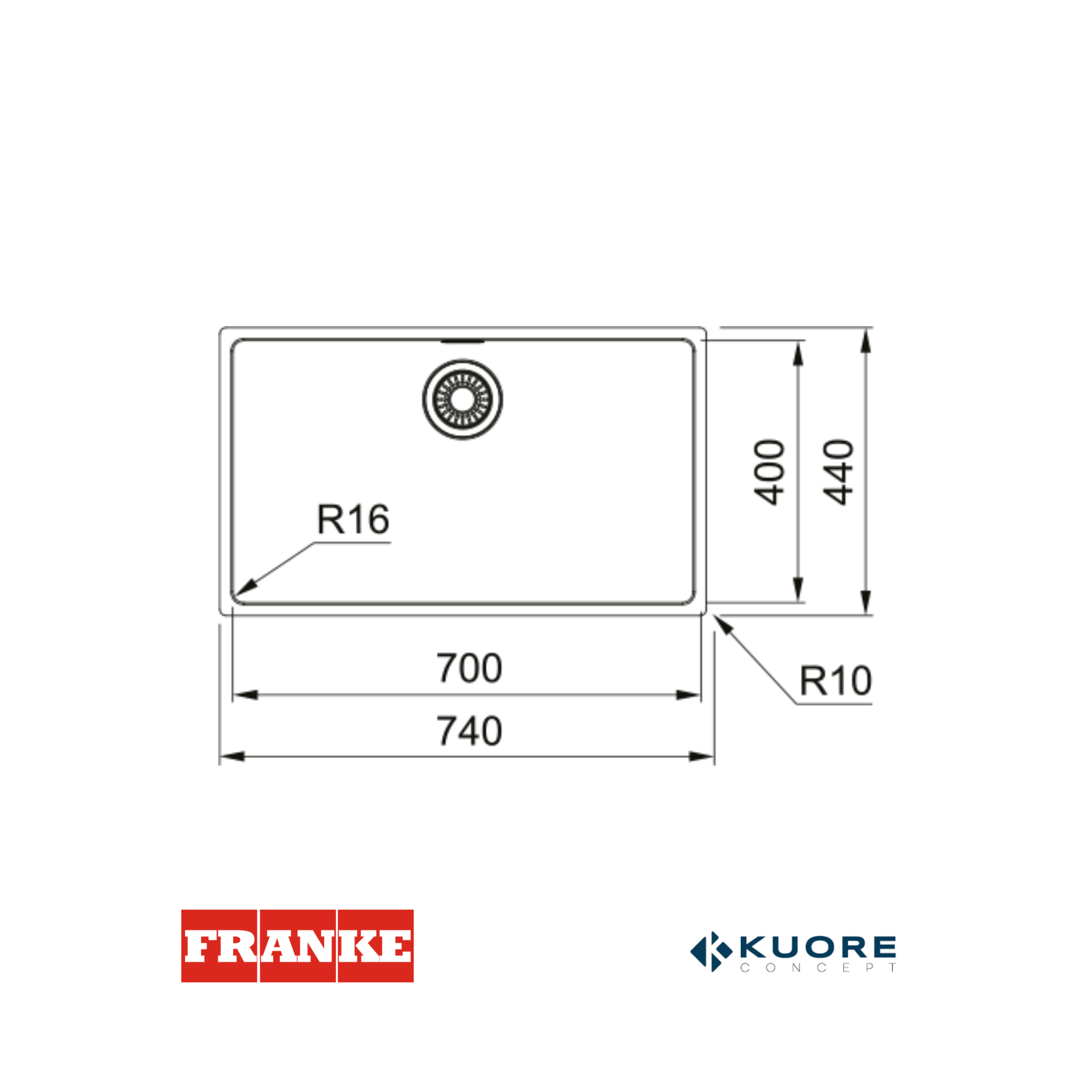 FRANKE - Poceta acero inoxidable - MRX 110-70 - 1220525280