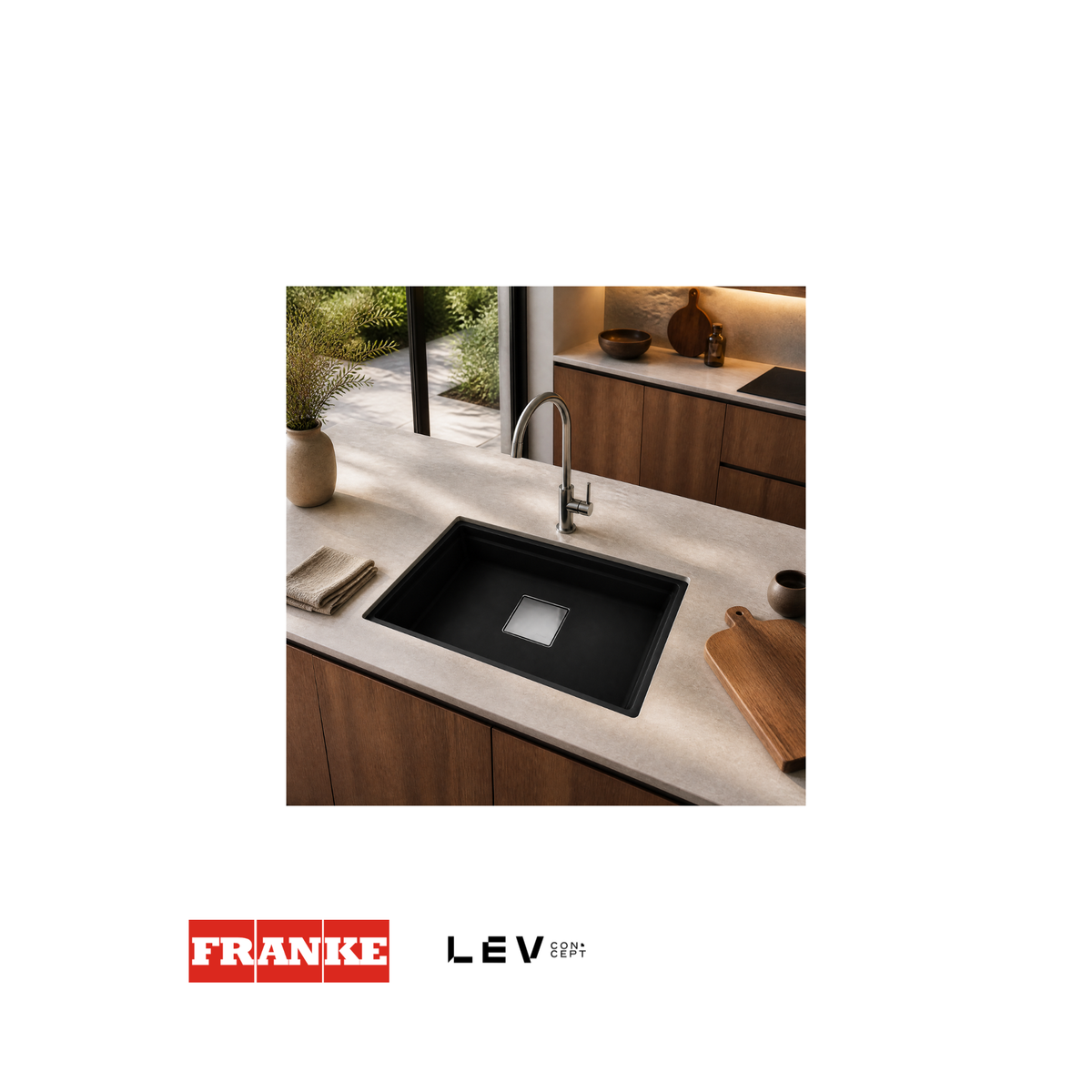 Lavaplatos submontado Franke Maris Kubus 2 KNG 110-52 — Negro mate