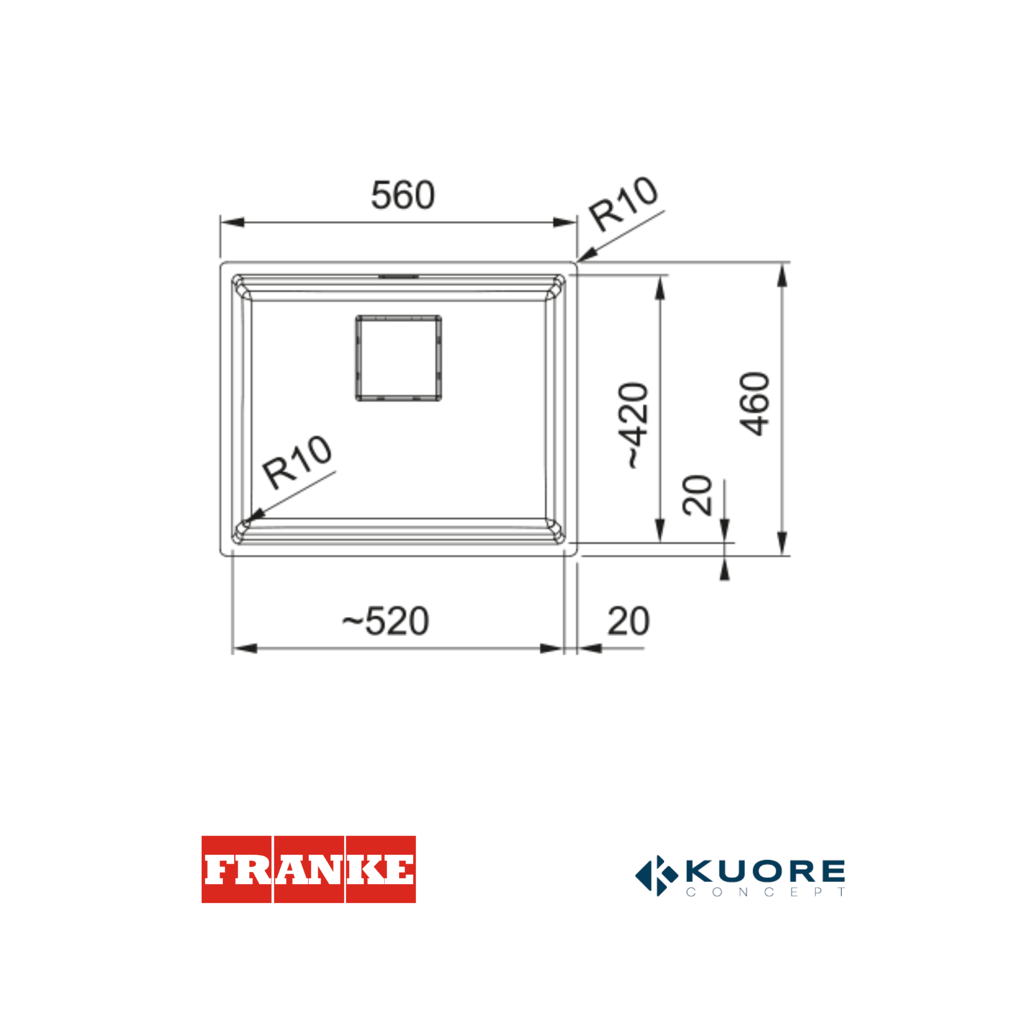 FRANKE- Poceta sintética kubus 2 - KNG 110-52 NEGRO MATE 1250630924