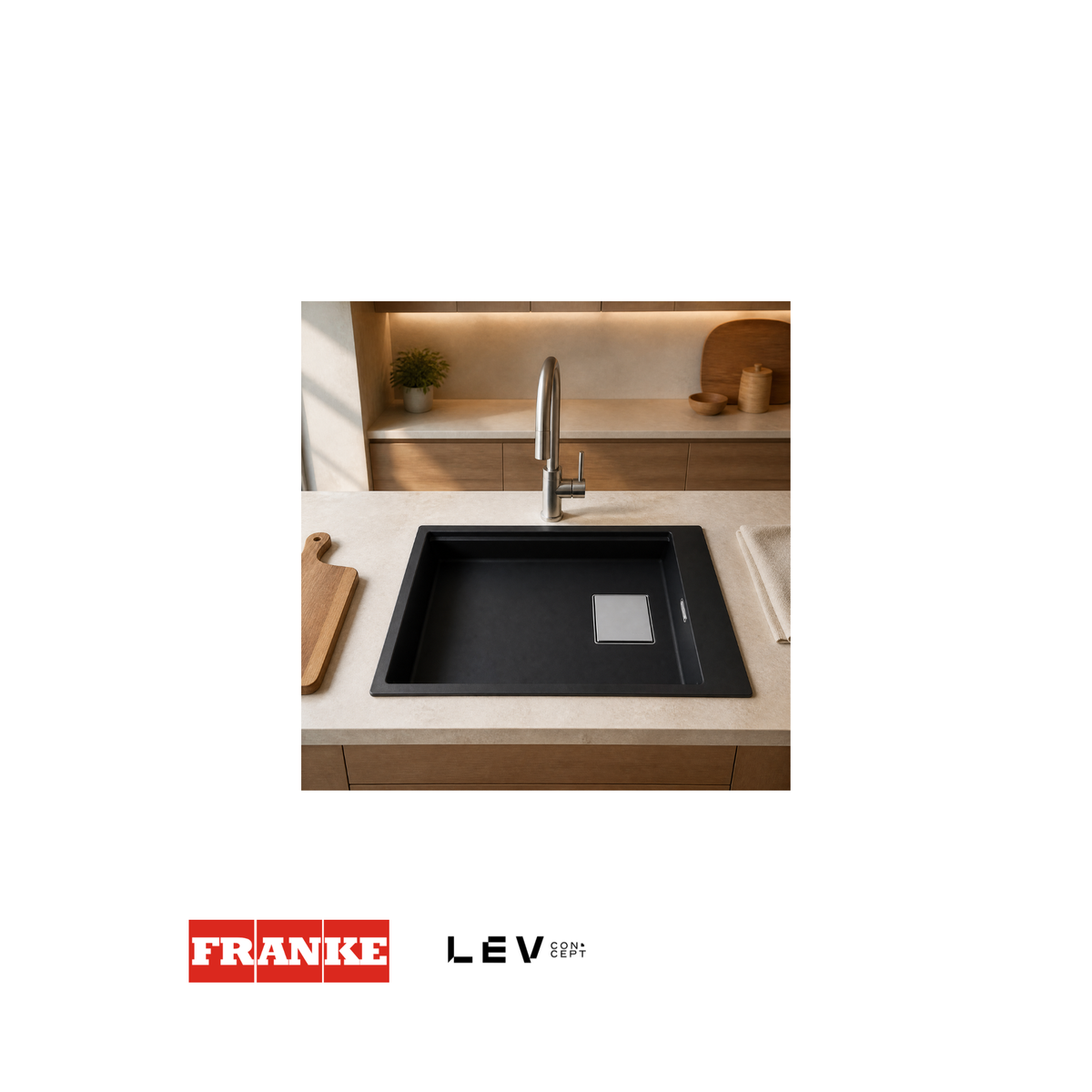 Lavaplatos submontado Franke Maris Kubus 2 KNG 110-62 — Negro mate