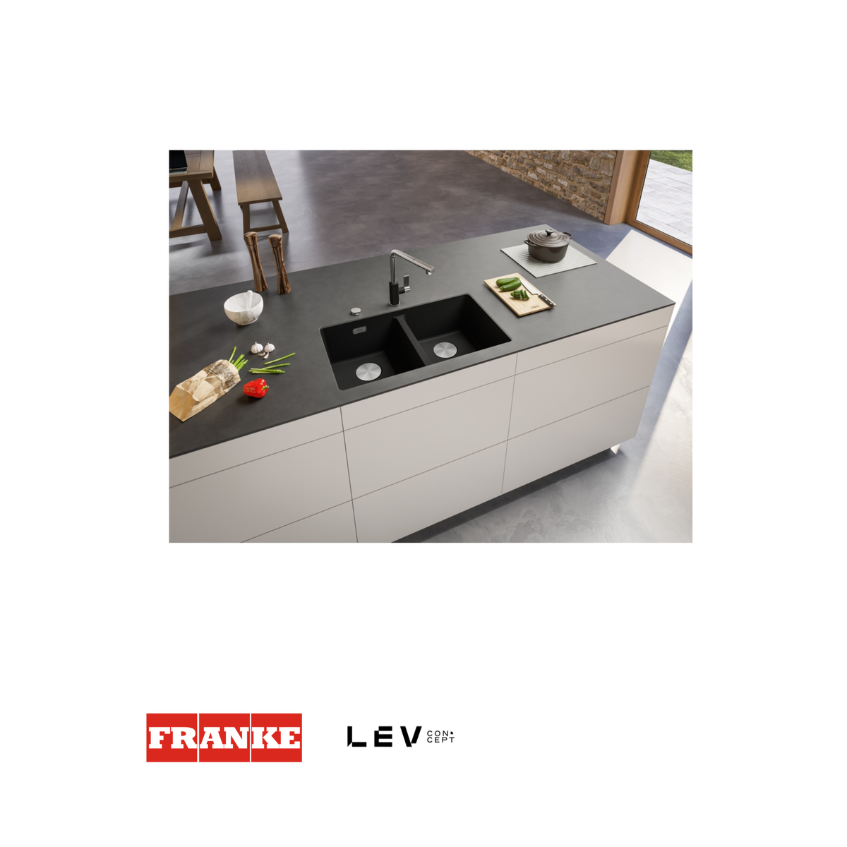 Lavaplatos doble submontado Franke Maris MRG 120-35 — Negro mate