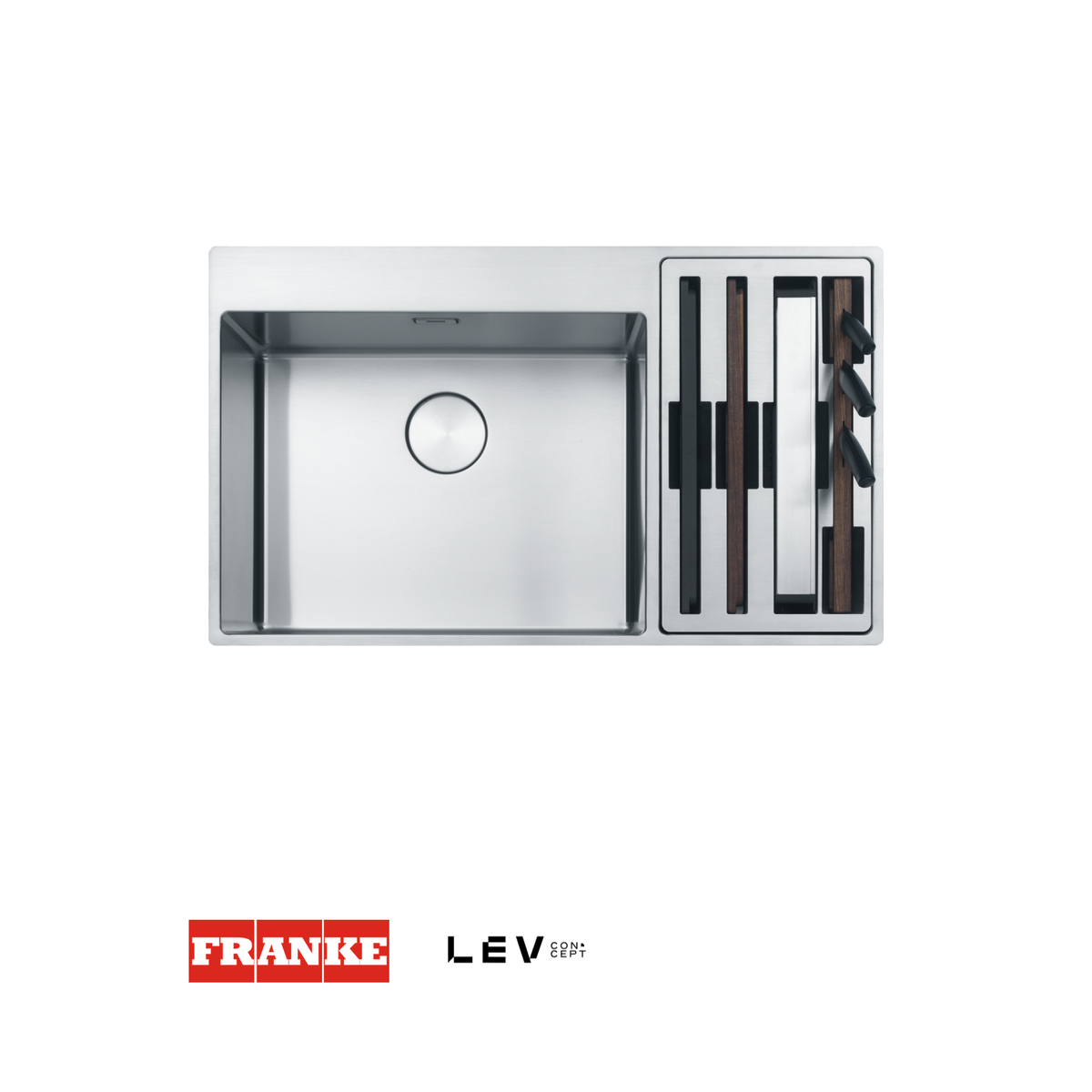 Lavaplatos Franke Mythos Box Center BWX 220-54 — Acero inoxidable con accesorios