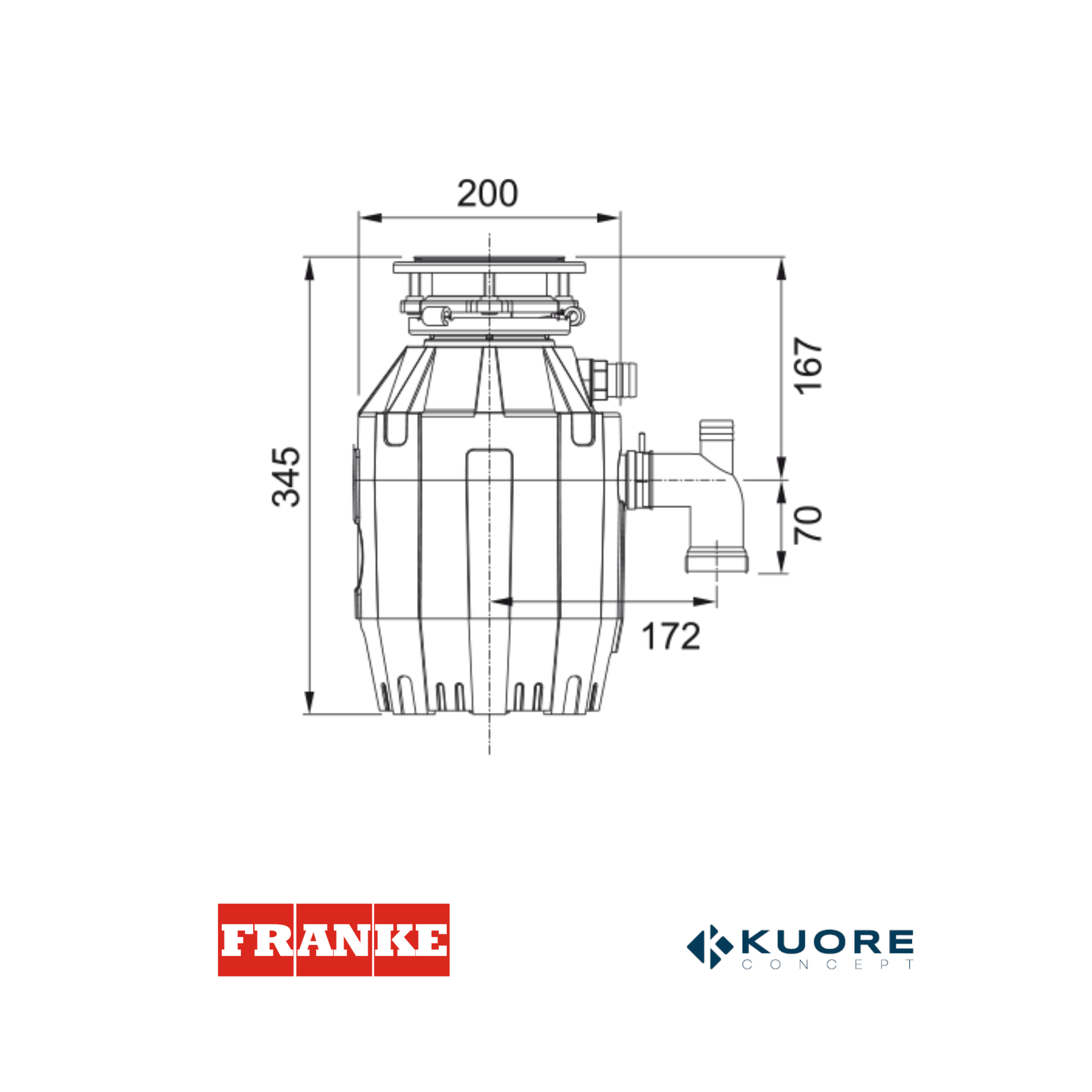 FRANKE - Triturador con accionador neumático de 0,5 hp - TE50 - 1340500617