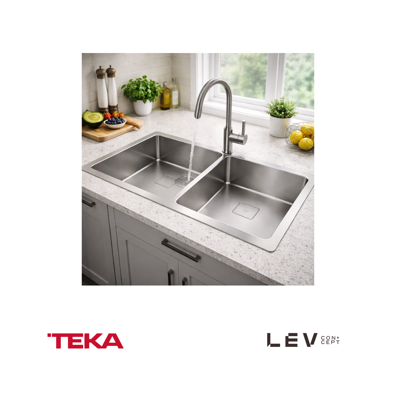 TEKA - Poceta doble en acero;  RS15 2C 740 - 115030009