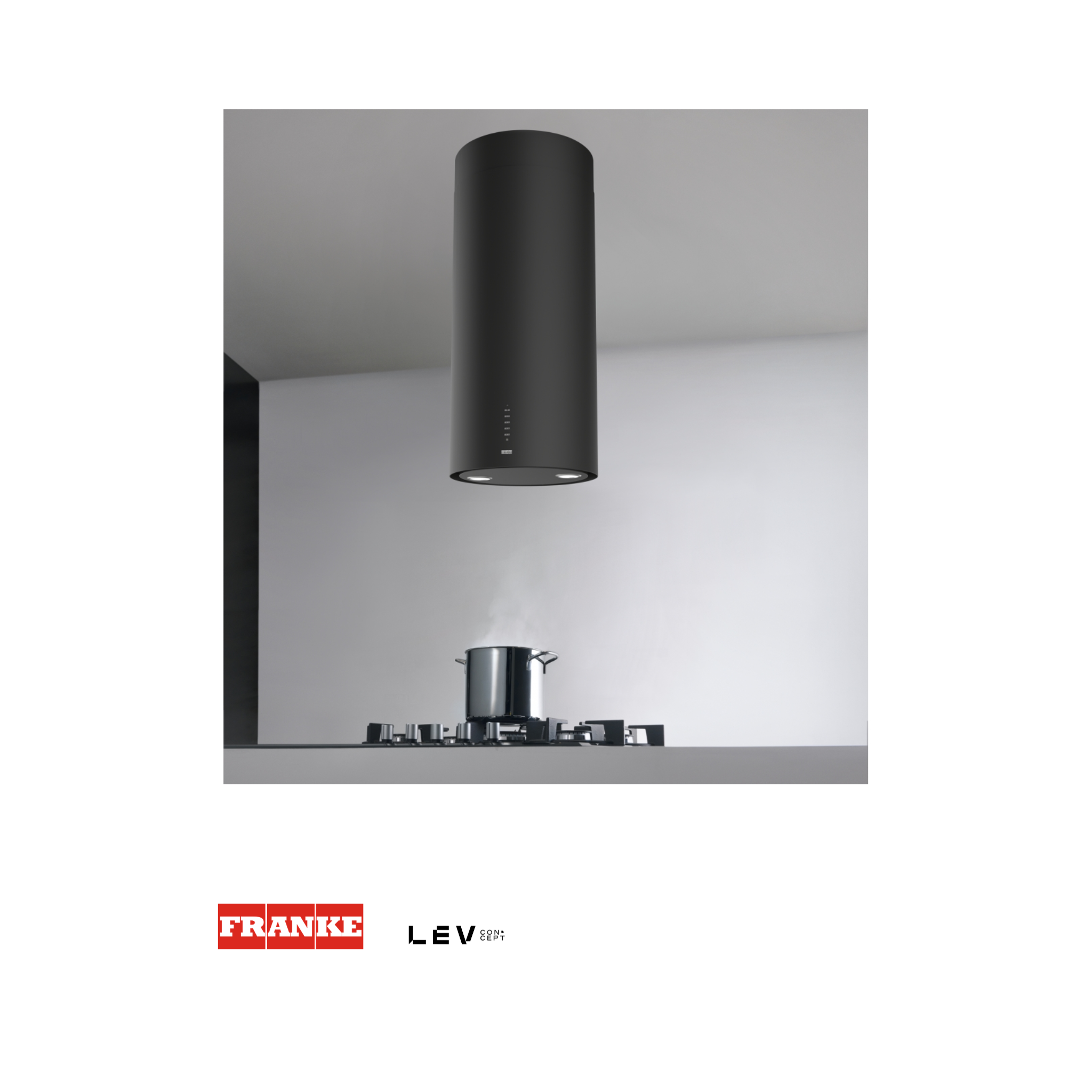 Campana de isla circular Franke FTU 3707 Plus — acabado negro con LED