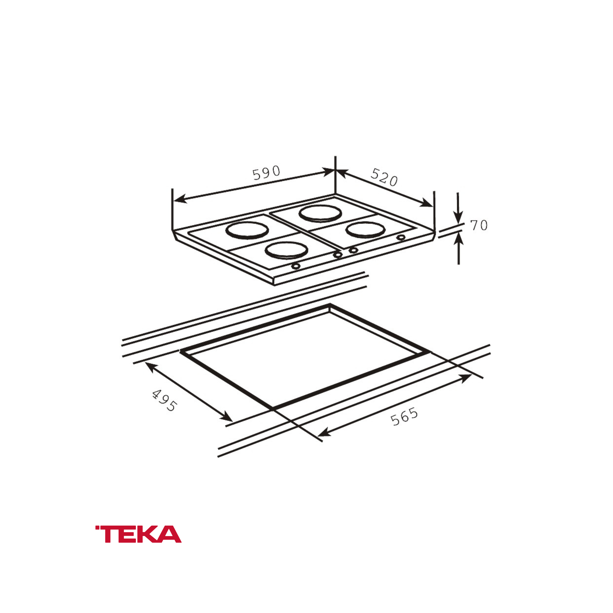 TEKA - Cubierta de cocción de gas 59CM; EW 60 4G AI AL - 40218050