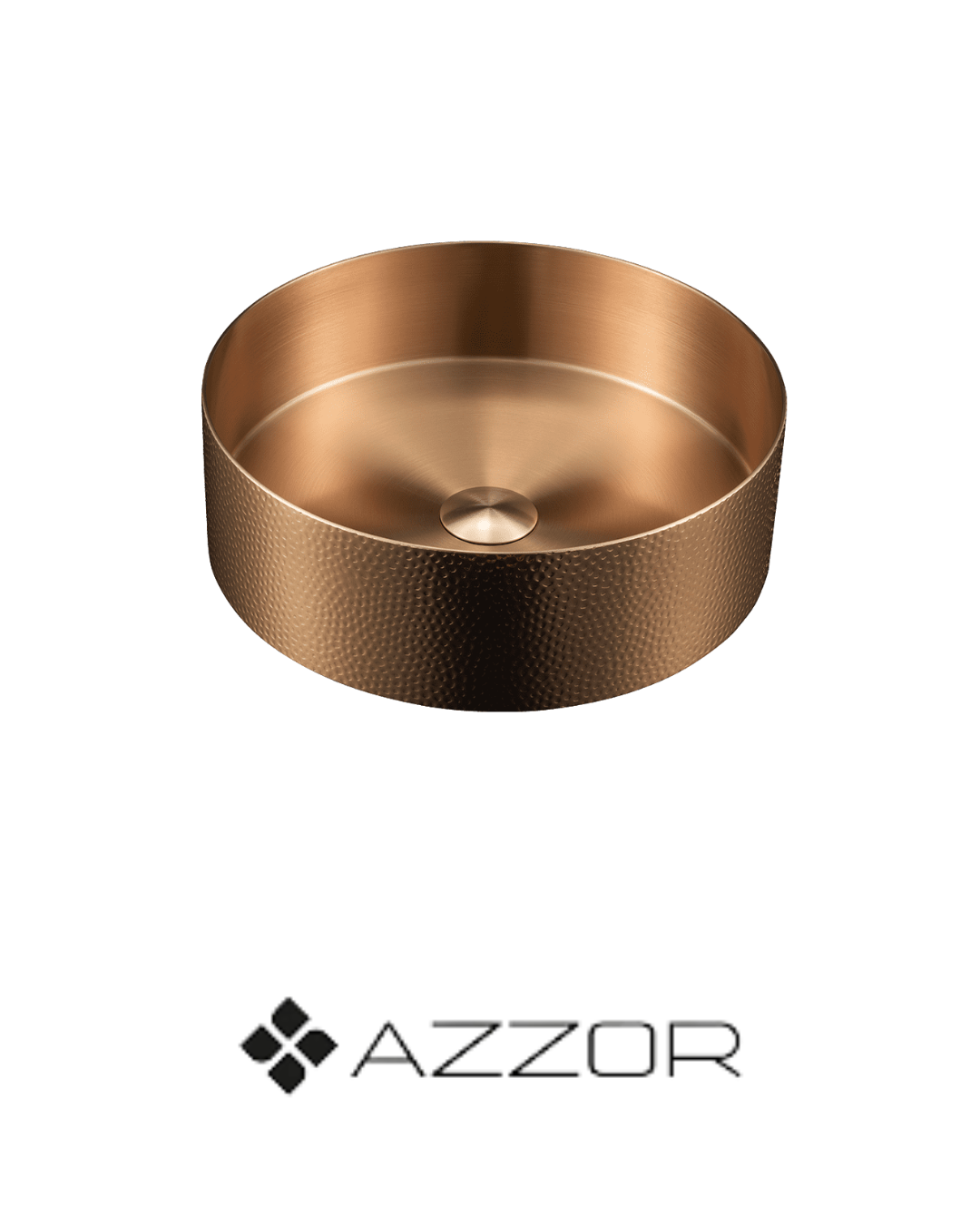 AZZOR - Lavamanos Azzor en acero inoxidable Martellato Oro Rosa Mate - AZZ-AZBC3802BRG
