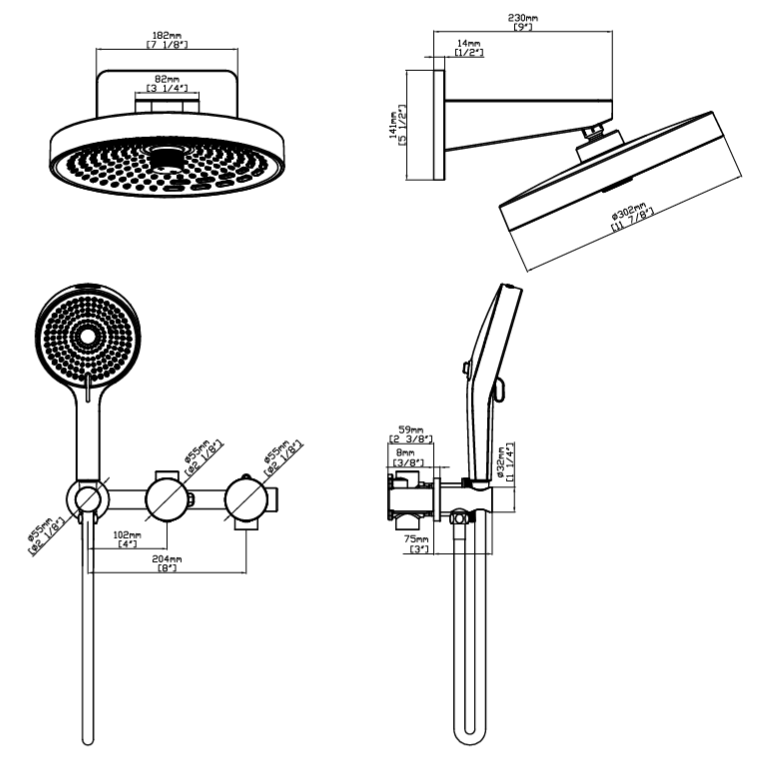 AZZOR - Juego De Ducha Con Teleducha Azzor Lines Satin Nickel - AZZ -SO101222011-1-BN
