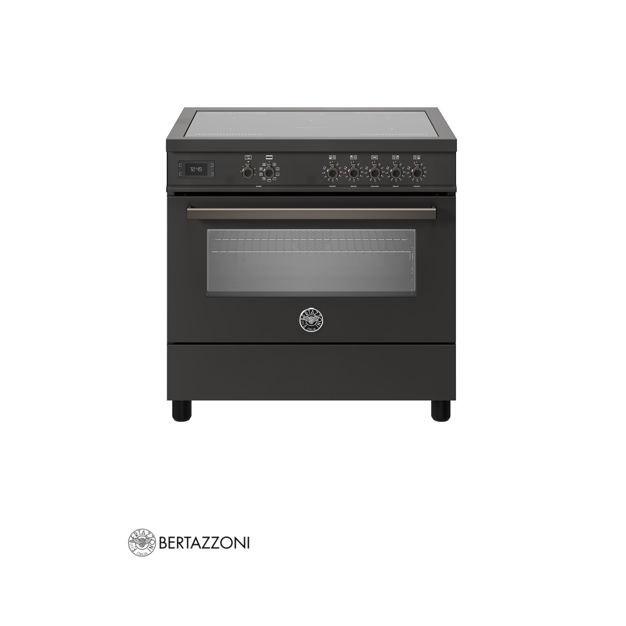 BERTAZZONI- Cocina Con Inducción 5 Zonas 2 Flex & Horno Multifunción 90CM Carbono 220V - PRO95I1ECAT