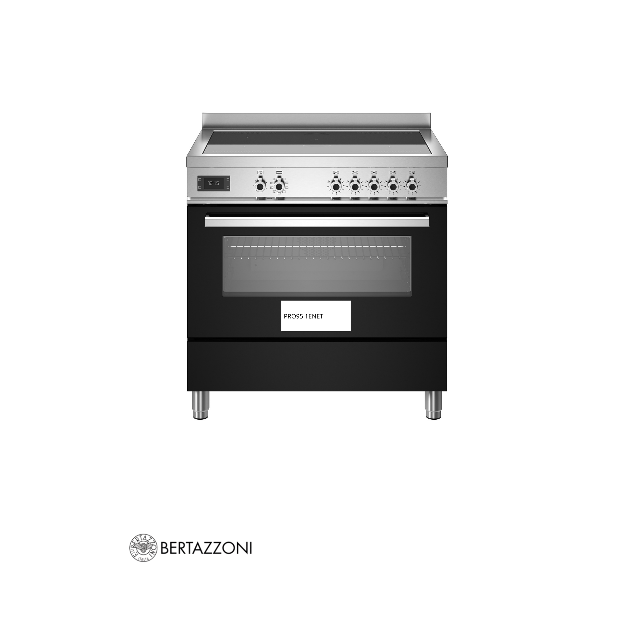 BERTAZZONI  -Cocina con inducción 5 Zonas 2 Flex & Horno Multifunción 90CM Negro - PRO95I1ENET